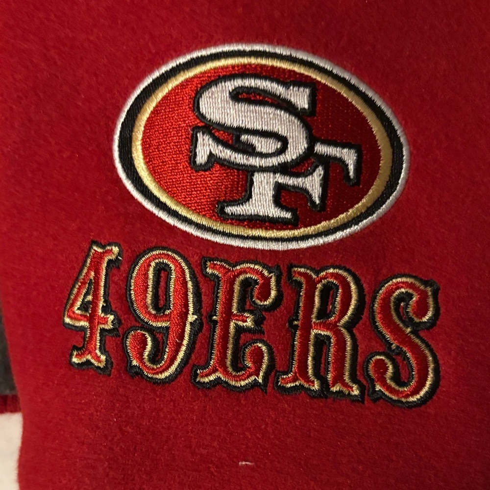 Team Apparel San Francisco 49ers Gray and Red Varsity Jacket - Picture 6 of 8